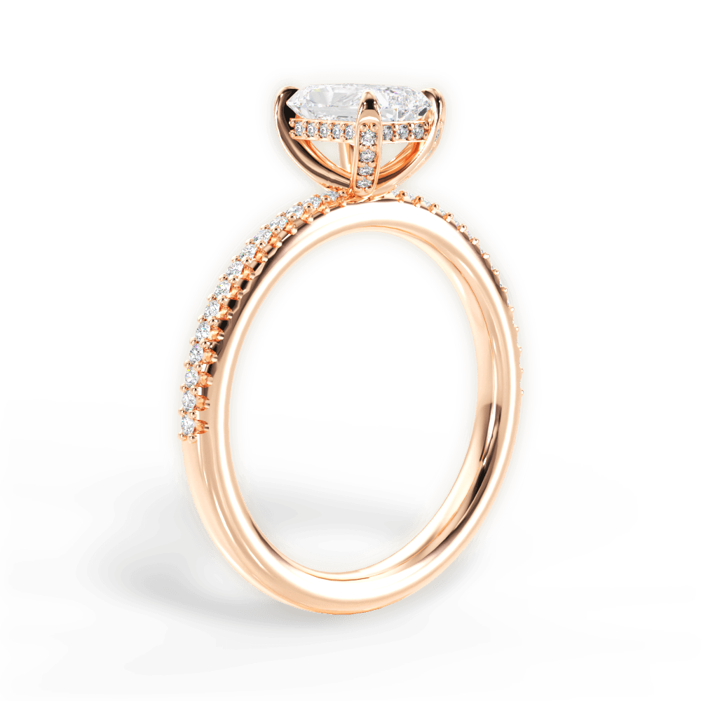 Helen Radiant Cut Lab Grown Diamond 18Kt Rose Gold Engagement Ring - View 2