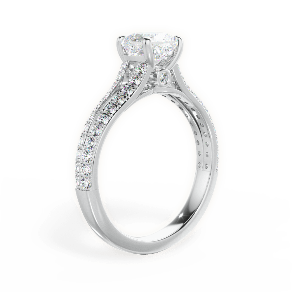 Kendra Cushion Cut Lab Grown Diamond Platinum Engagement Ring - View 2