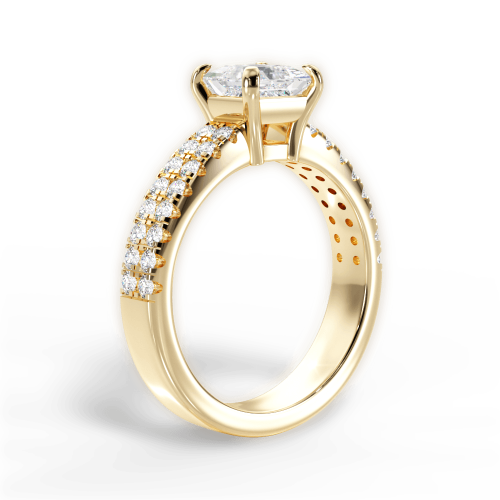Kayla Princess Cut Lab Grown Diamond 18Kt Yellow Gold Engagement Ring - View 3