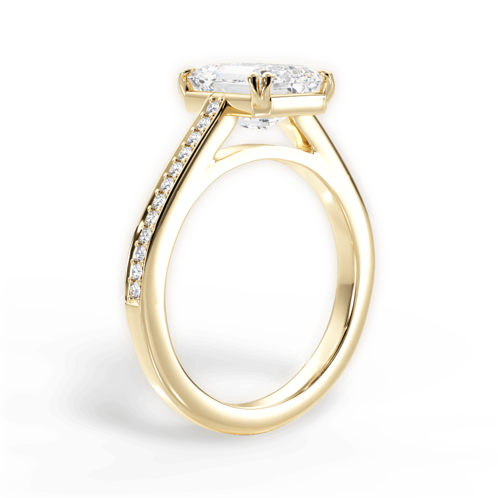 Denise Emerald Cut Lab Grown Diamond 18Kt Yellow Gold Engagement Ring - View 2
