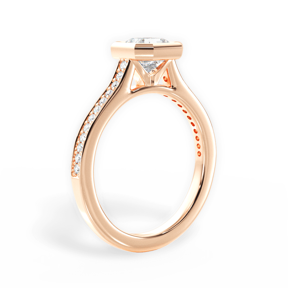 Deanna Asscher Cut Lab Grown Diamond 18Kt Rose Gold Engagement Ring - View 3