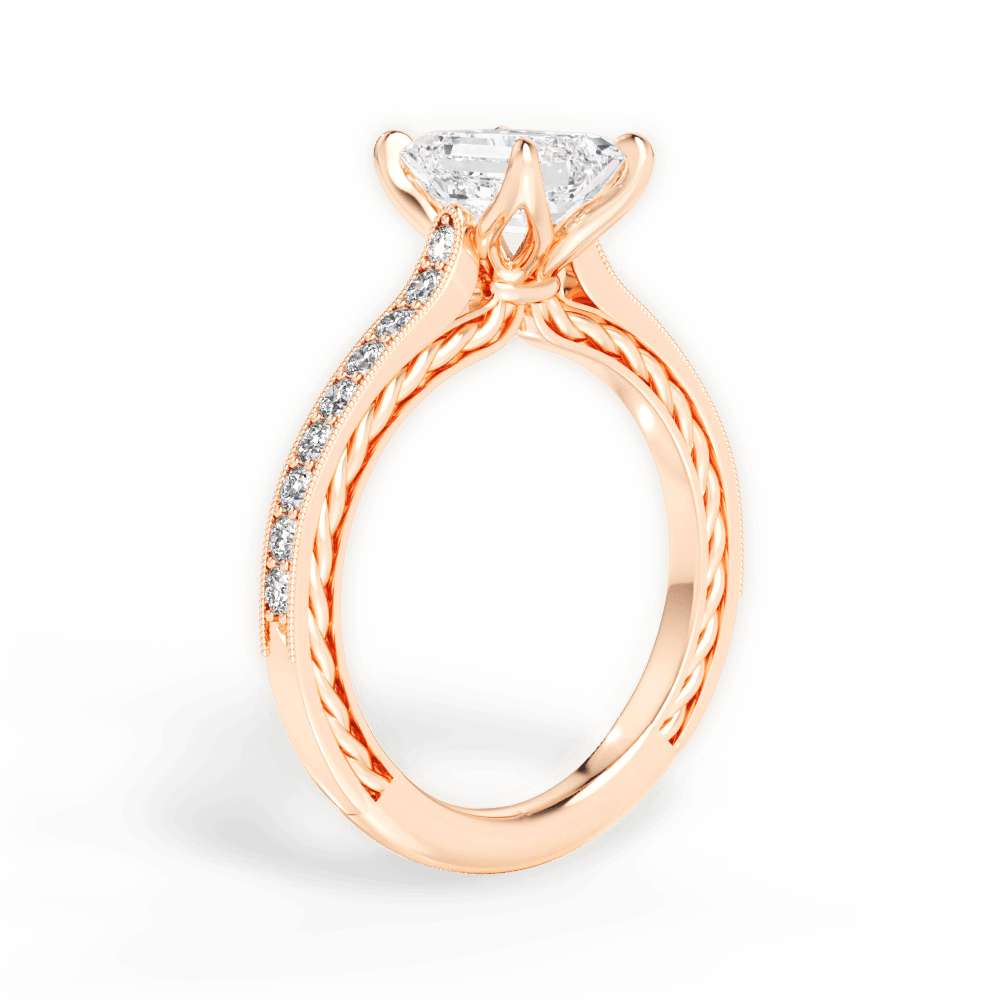 Gilda Emerald Cut Lab Grown Diamond 18Kt Rose Gold Engagement Ring - View 4