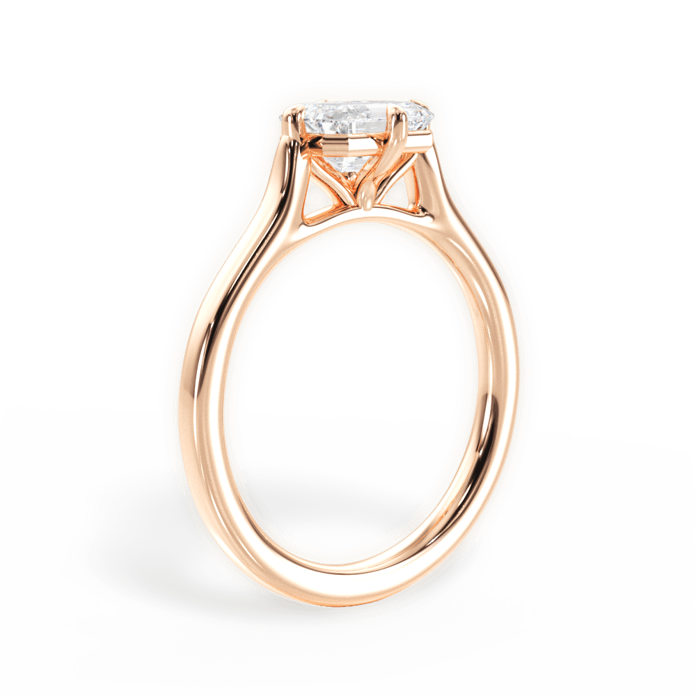 Bernadette Emerald Cut Lab Grown Diamond 18Kt Rose Gold Engagement Ring - View 3