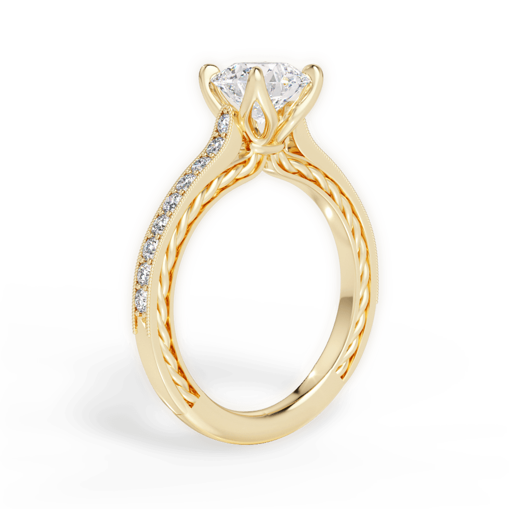 Gilda Round Cut Lab Grown Diamond 18Kt Yellow Gold Engagement Ring - View 2