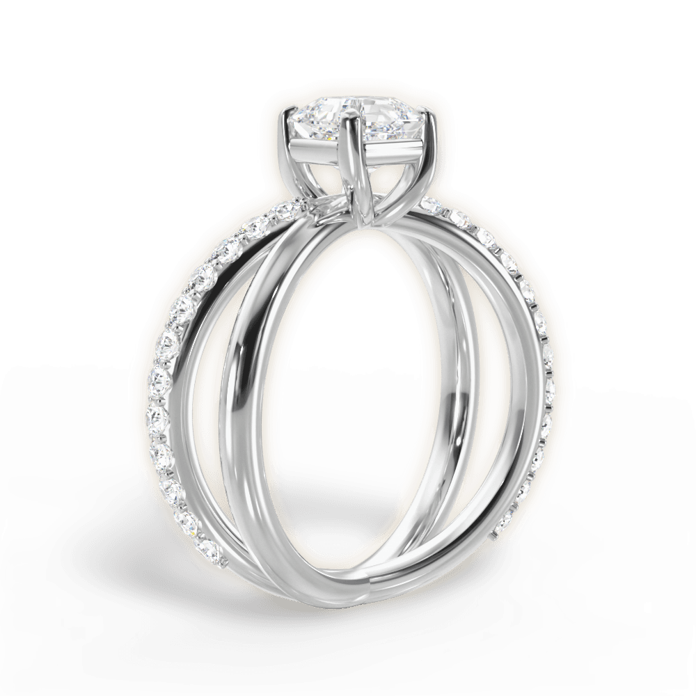 Jennifer Asscher Cut Lab Grown Diamond 18Kt White Gold Engagement Ring - View 2