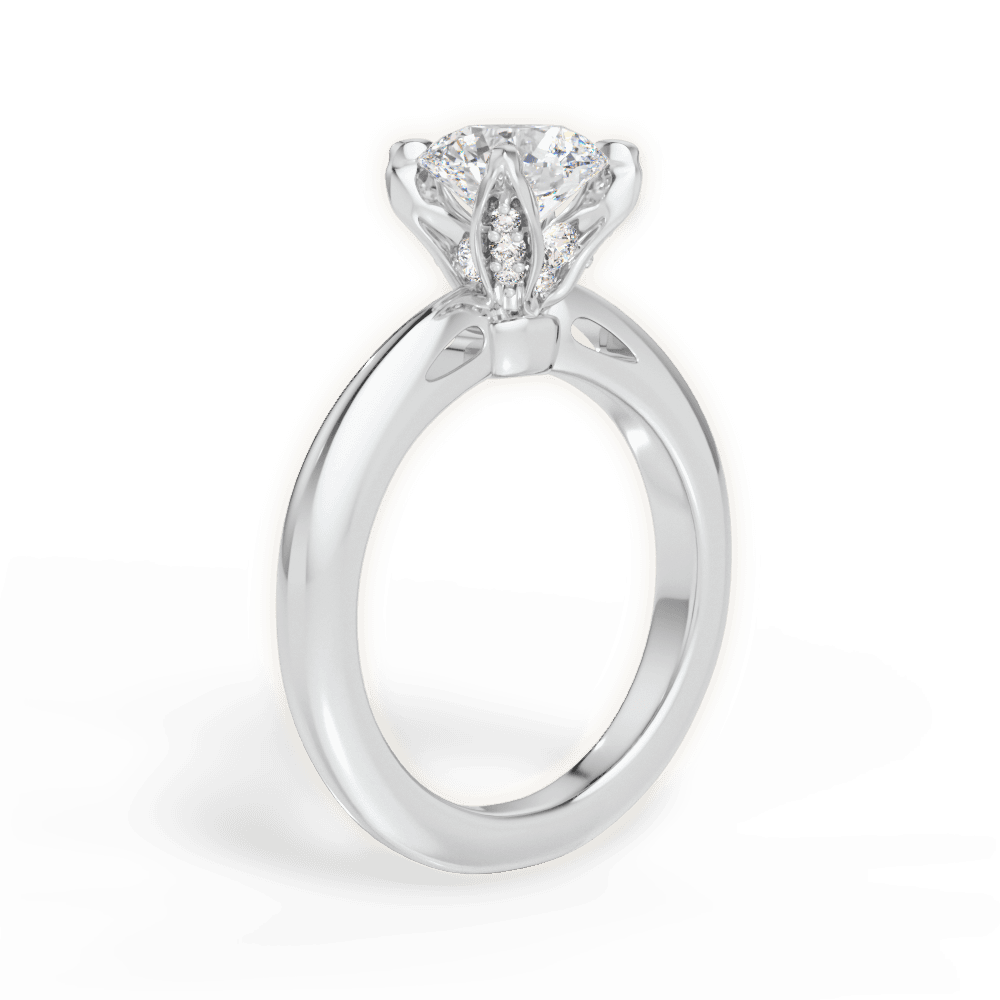 Elaine Round Cut Lab Grown Diamond Platinum Engagement Ring - View 3
