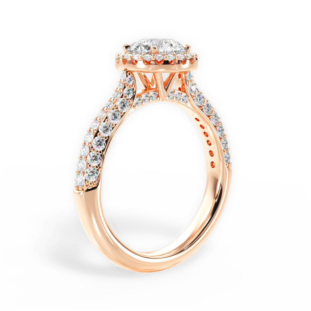 Lucy Round Cut Lab Grown Diamond 18Kt Rose Gold Engagement Ring - View 3