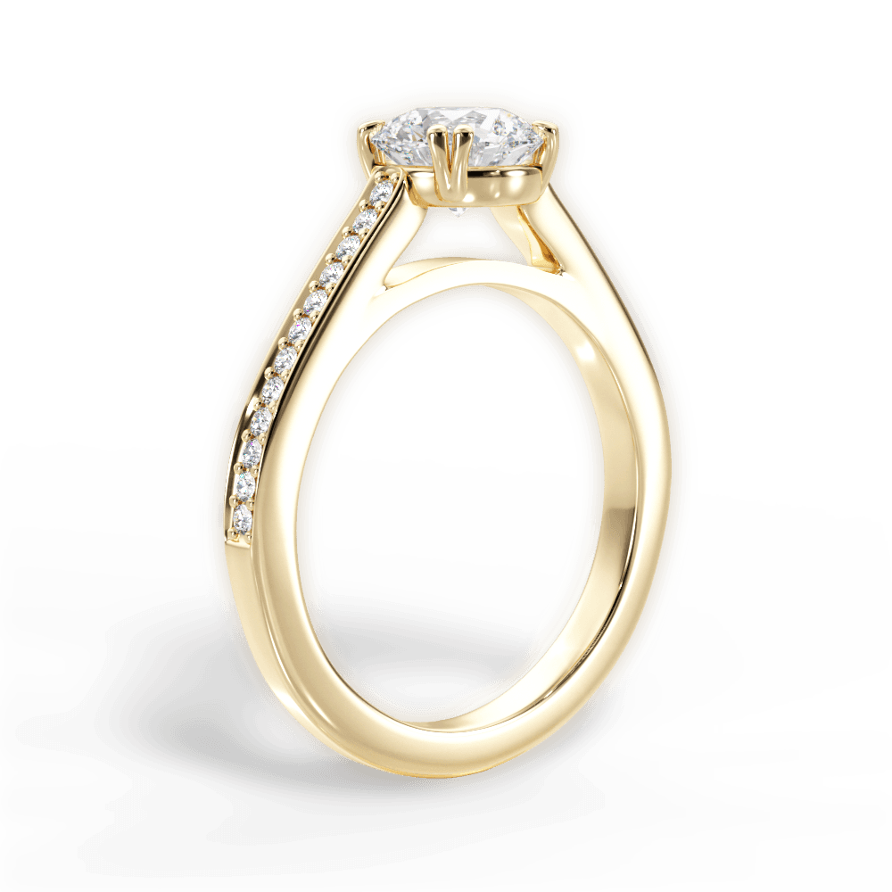 Denise Round Cut Lab Grown Diamond 18Kt Yellow Gold Engagement Ring - View 3