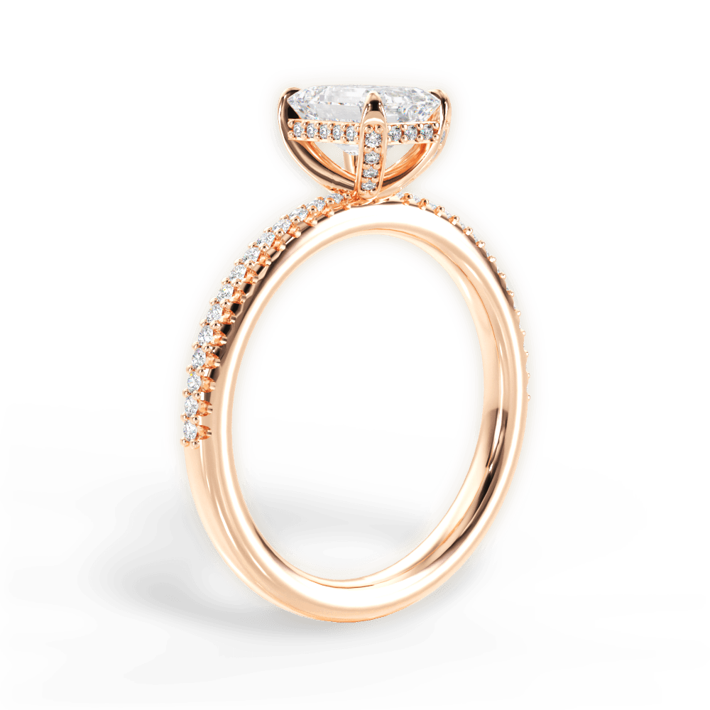 Helen Emerald Cut Lab Grown Diamond 18Kt Rose Gold Engagement Ring - View 3