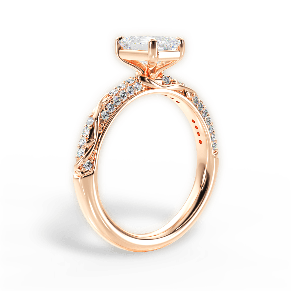 Gloria Emerald Cut Lab Grown Diamond 18Kt Rose Gold Engagement Ring - View 2