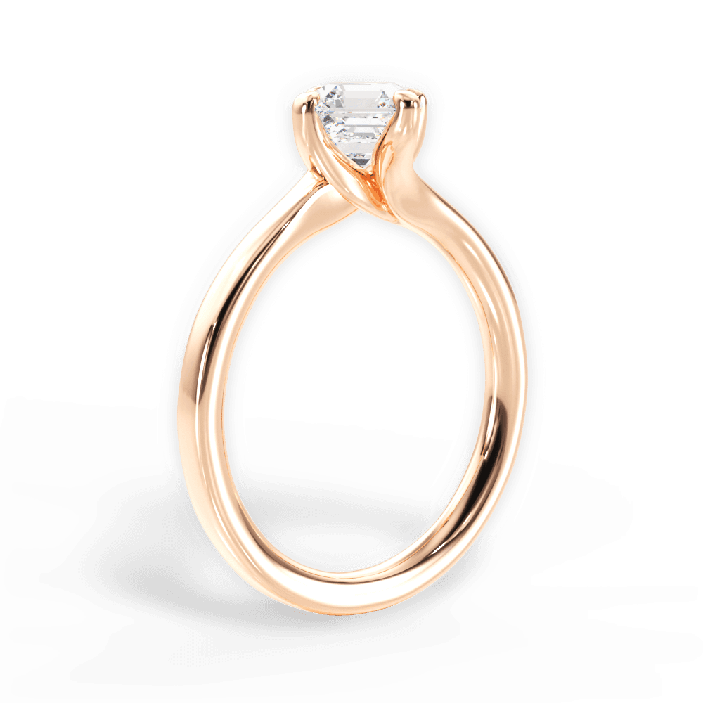Ashley Asscher Cut Lab Grown Diamond 18Kt Rose Gold Engagement Ring - View 4