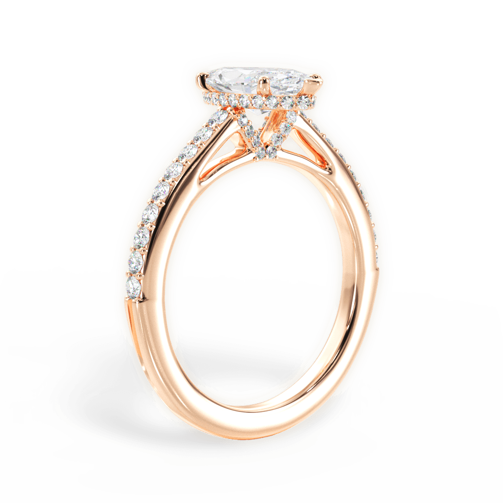 Joan Marquise Cut Lab Grown Diamond 18Kt Rose Gold Engagement Ring - View 2