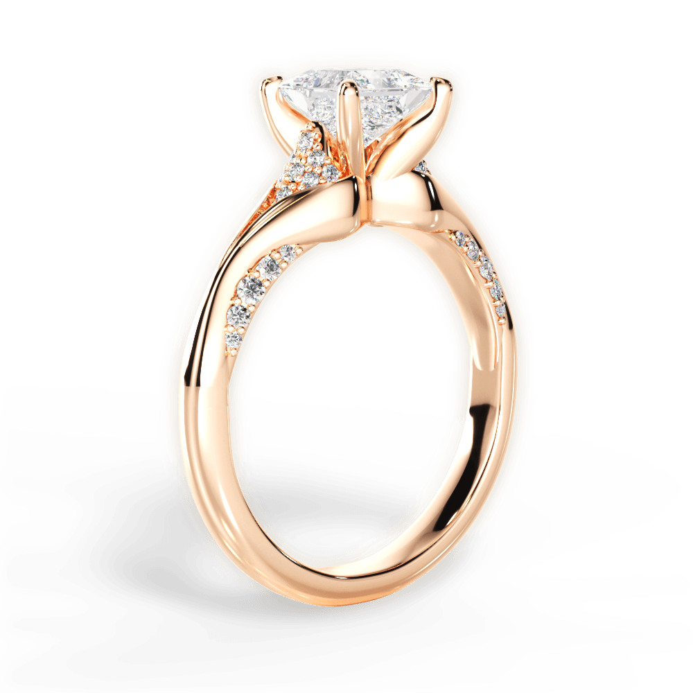 Isabel Princess Cut Lab Grown Diamond 18Kt Rose Gold Engagement Ring - View 4