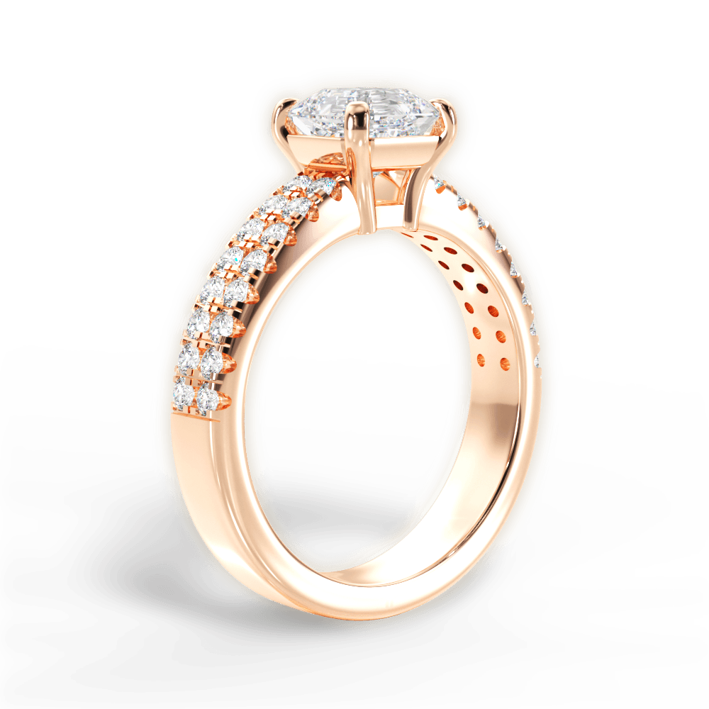 Kayla Asscher Cut Lab Grown Diamond 18Kt Rose Gold Engagement Ring - View 3