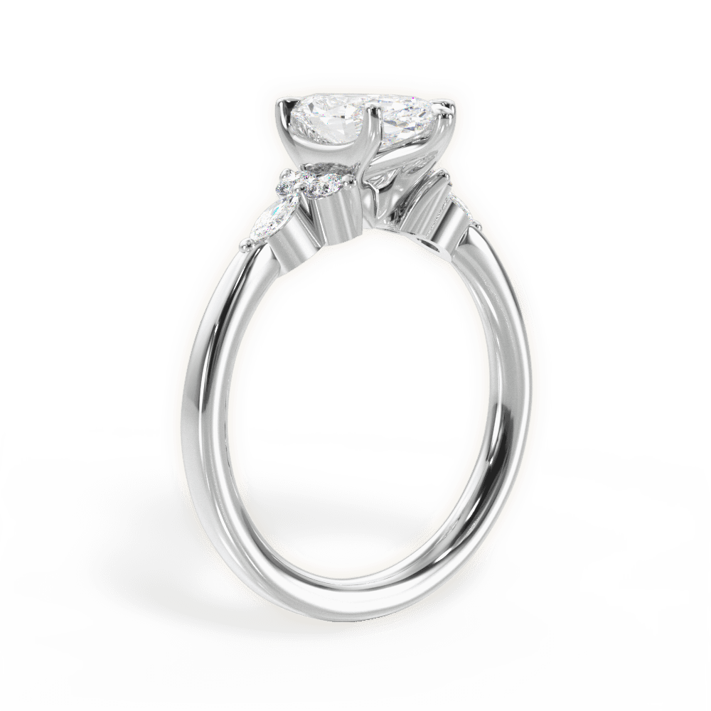 Cynthia Marquise Cut Lab Grown Diamond Platinum Engagement Ring - View 2