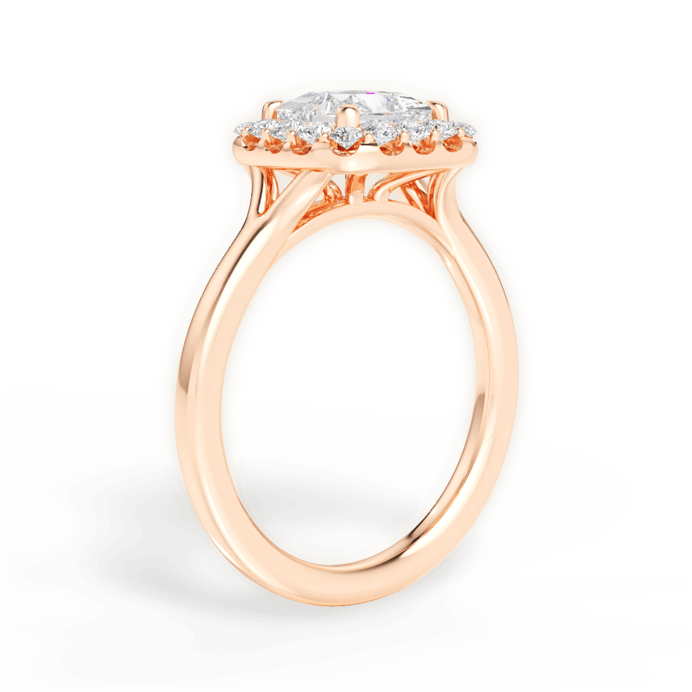 Geneva Princess Cut Lab Grown Diamond 18Kt Rose Gold Engagement Ring - View 3