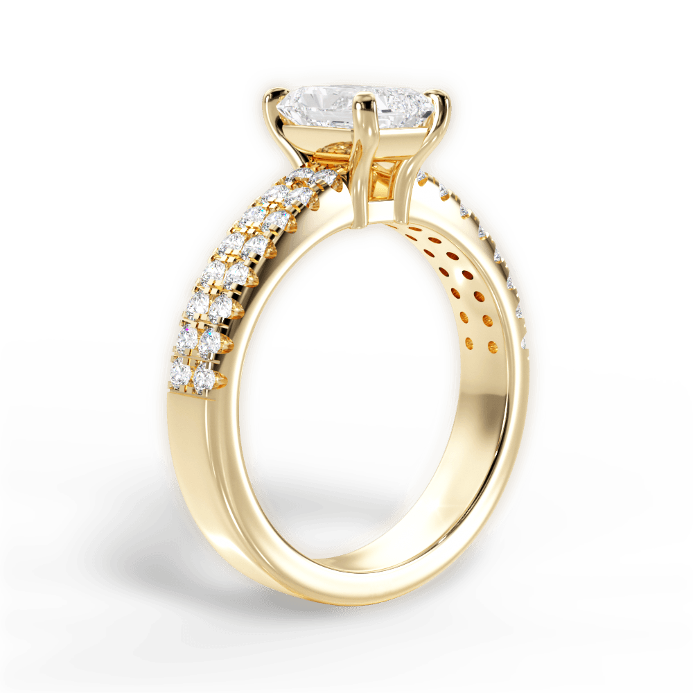 Kayla Radiant Cut Lab Grown Diamond 18Kt Yellow Gold Engagement Ring - View 3