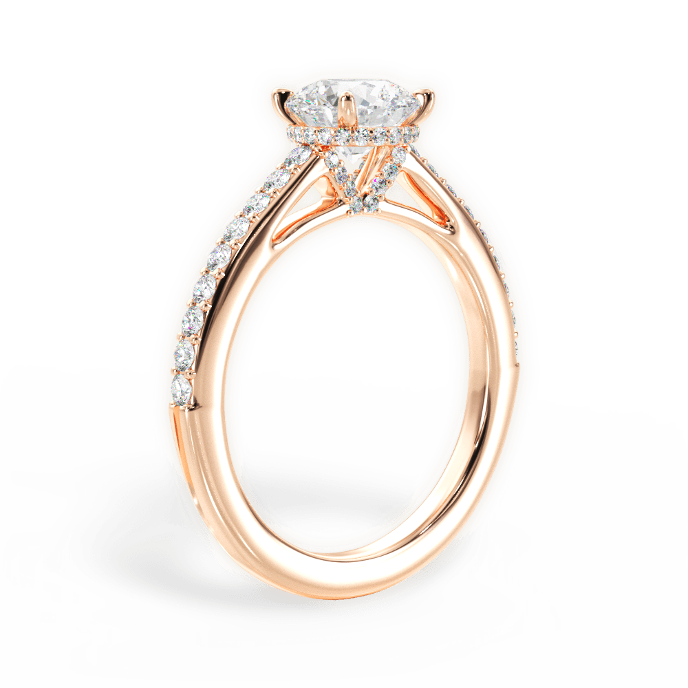 Joan Round Cut Lab Grown Diamond 18Kt Rose Gold Engagement Ring - View 4