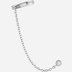 14K 1/10 CT Natural Diamond Single Ear Cuff with Chain