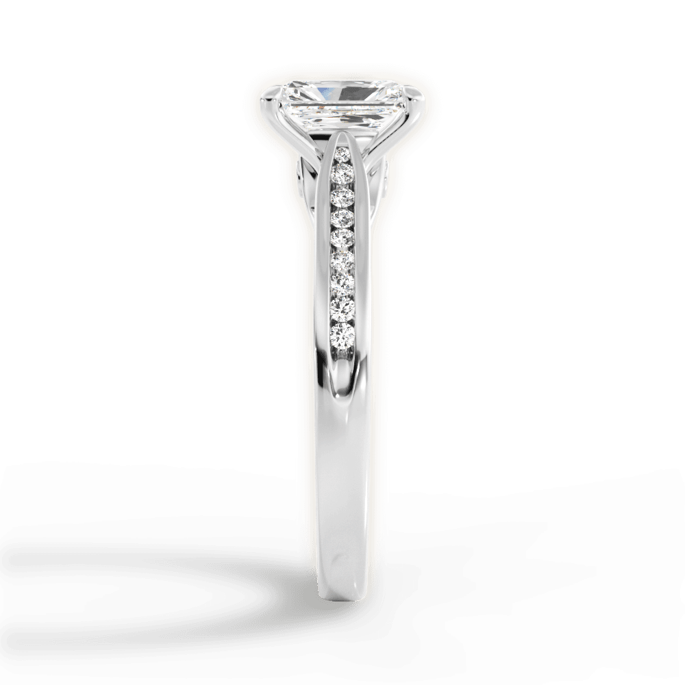 Elena Radiant Cut Lab Grown Diamond 18Kt White Gold Engagement Ring - View 2