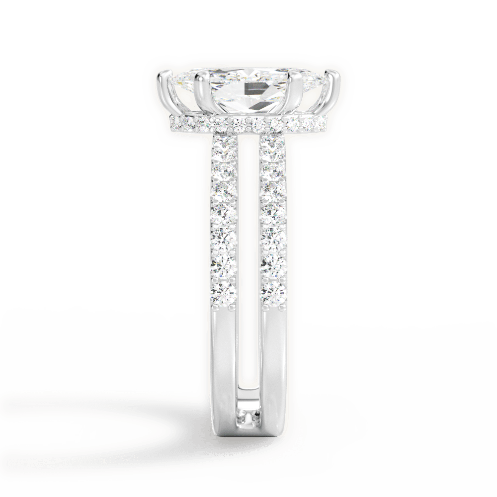 Christie Marquise Cut Lab Grown Diamond 18Kt White Gold Engagement Ring - View 2