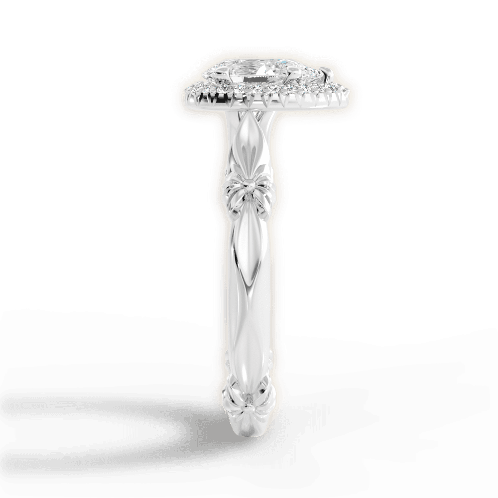 Erica Pear Cut Lab Grown Diamond 18Kt White Gold Engagement Ring - View 3