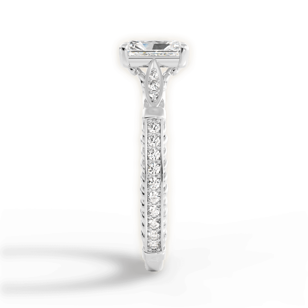 Gabriela Radiant Cut Lab Grown Diamond 14Kt White Gold Engagement Ring - View 2