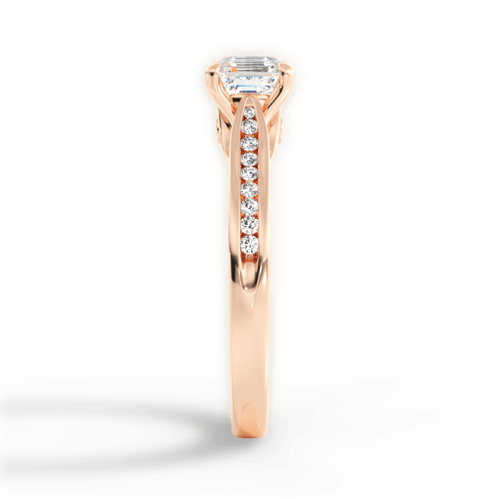 Elena Asscher Cut Lab Grown Diamond 18Kt Rose Gold Engagement Ring - View 3
