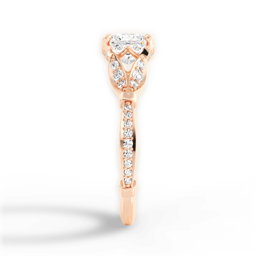 Geraldine Princess Cut Lab Grown Diamond 18Kt Rose Gold Engagement Ring - View 3