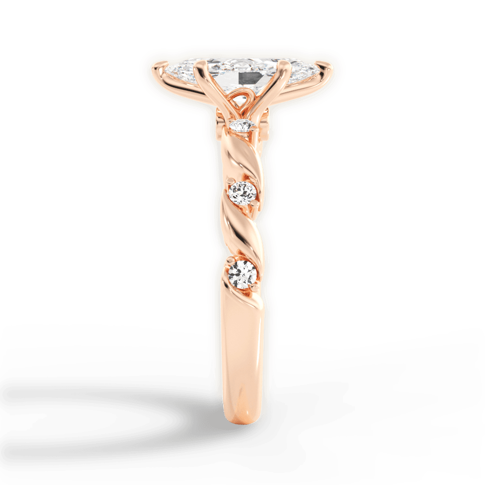 Emma Marquise Cut Lab Grown Diamond 18Kt Rose Gold Engagement Ring - View 4