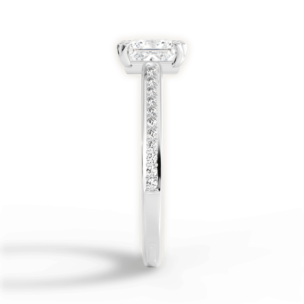 Denise Princess Cut Lab Grown Diamond 18Kt White Gold Engagement Ring - View 2