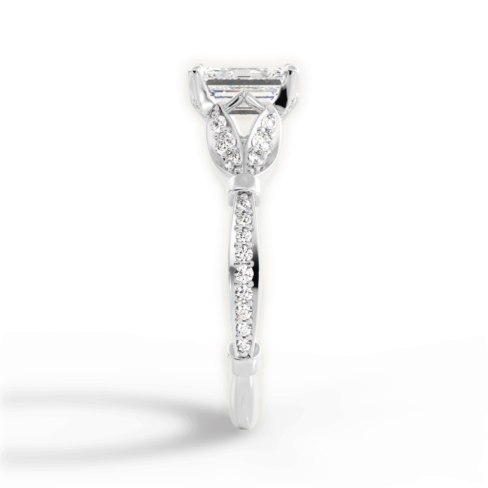 Geraldine Emerald Cut Lab Grown Diamond 14Kt White Gold Engagement Ring - View 2