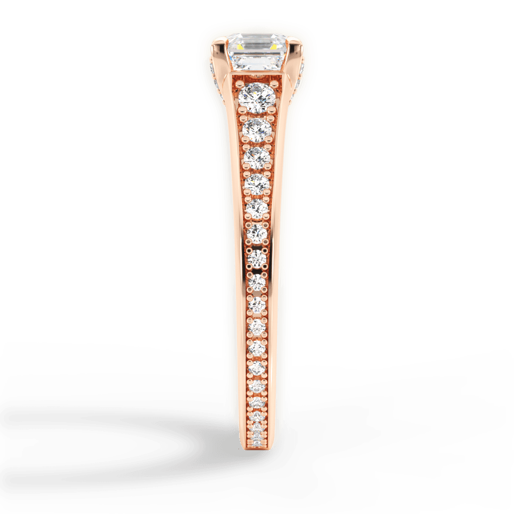 Leslie Asscher Cut Lab Grown Diamond 18Kt Rose Gold Engagement Ring - View 3