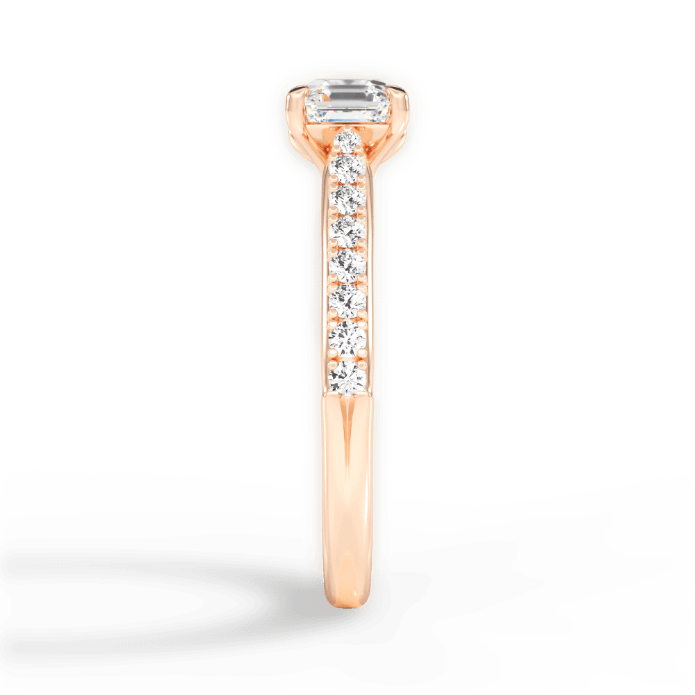 Elizabeth Asscher Cut Lab Grown Diamond 18Kt Rose Gold Engagement Ring - View 4