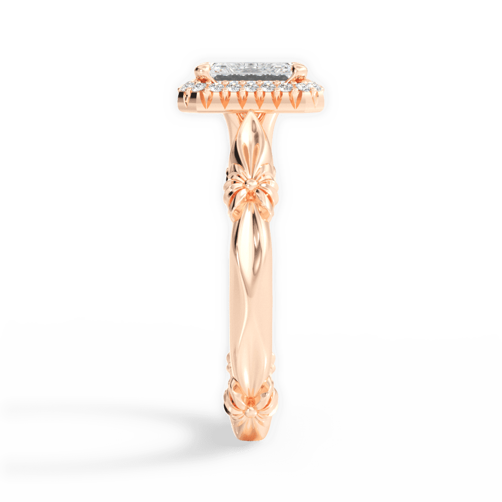 Erica Emerald Cut Lab Grown Diamond 18Kt Rose Gold Engagement Ring - View 3