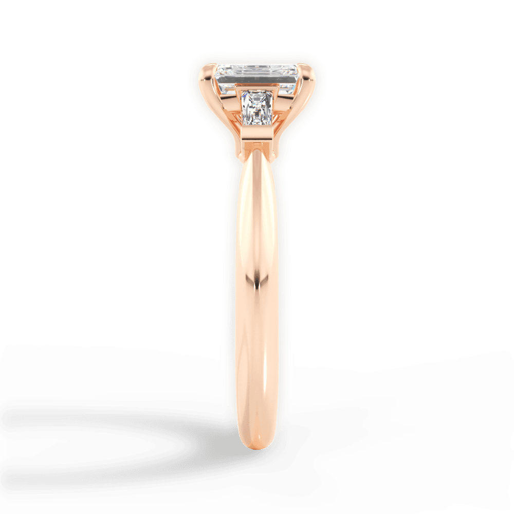 Emily Emerald Cut Lab Grown Diamond 18Kt Rose Gold Engagement Ring - View 4