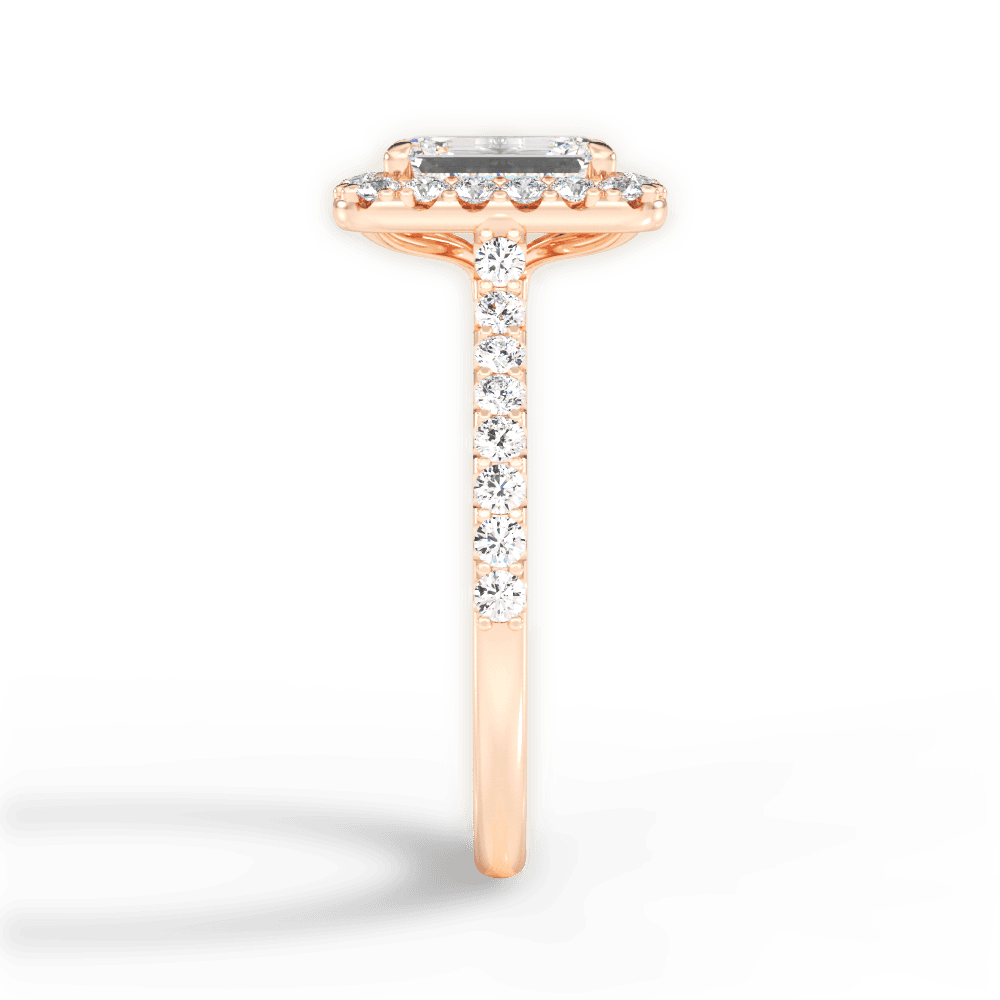 Ingrid Emerald Cut Lab Grown Diamond 18Kt Rose Gold Engagement Ring - View 4