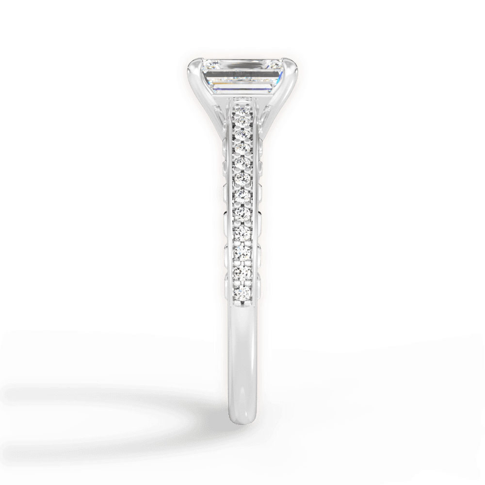 Caroline Emerald Cut Lab Grown Diamond Platinum Engagement Ring - View 2