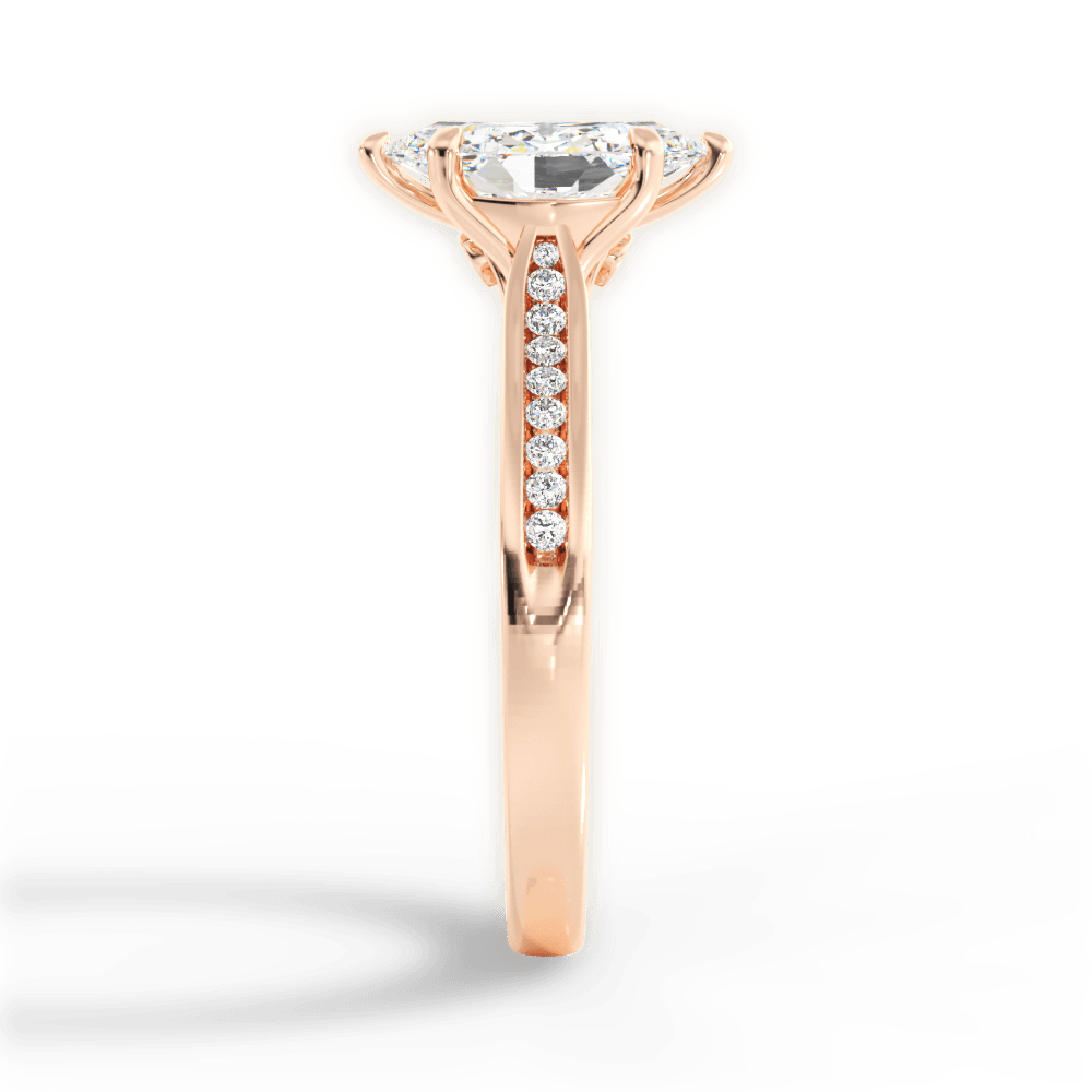 Elena Marquise Cut Lab Grown Diamond 18Kt Rose Gold Engagement Ring - View 2