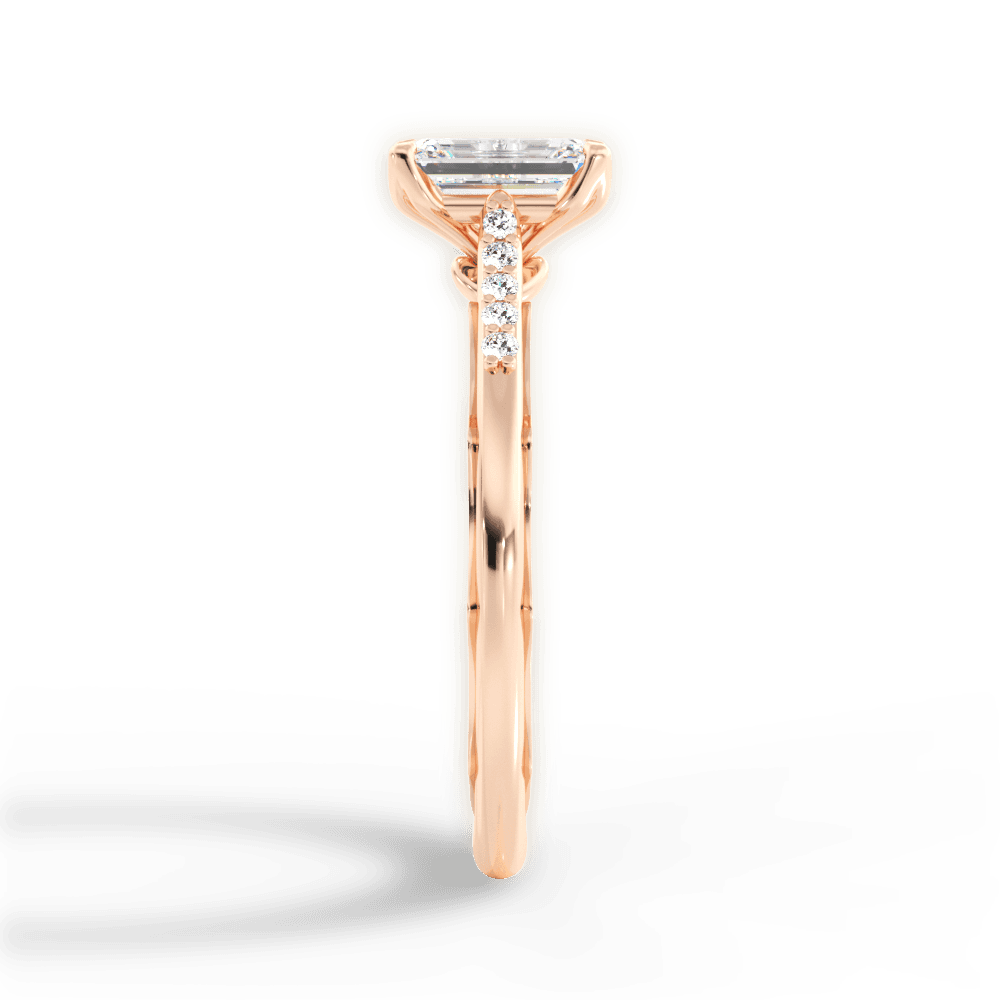 Christina Emerald Cut Lab Grown Diamond 18Kt Rose Gold Engagement Ring - View 2
