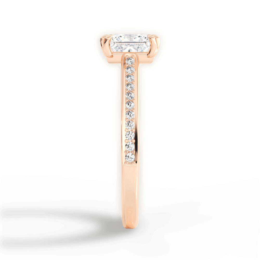 Denise Princess Cut Lab Grown Diamond 18Kt Rose Gold Engagement Ring - View 4