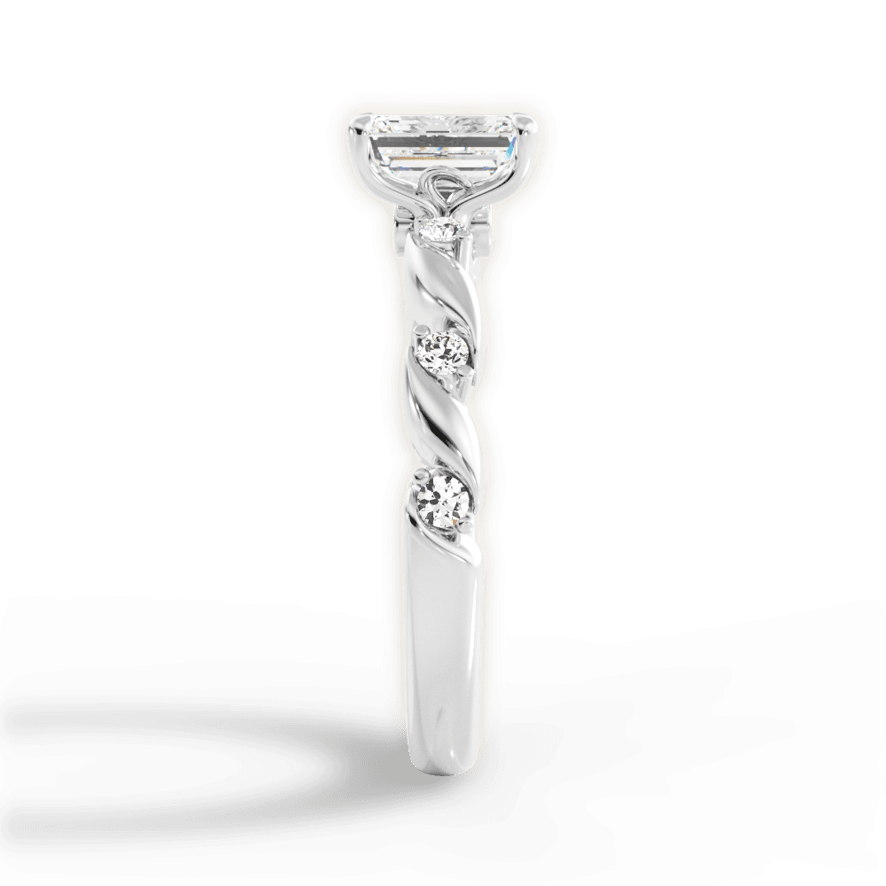 Emma Emerald Cut Lab Grown Diamond Platinum Engagement Ring - View 4