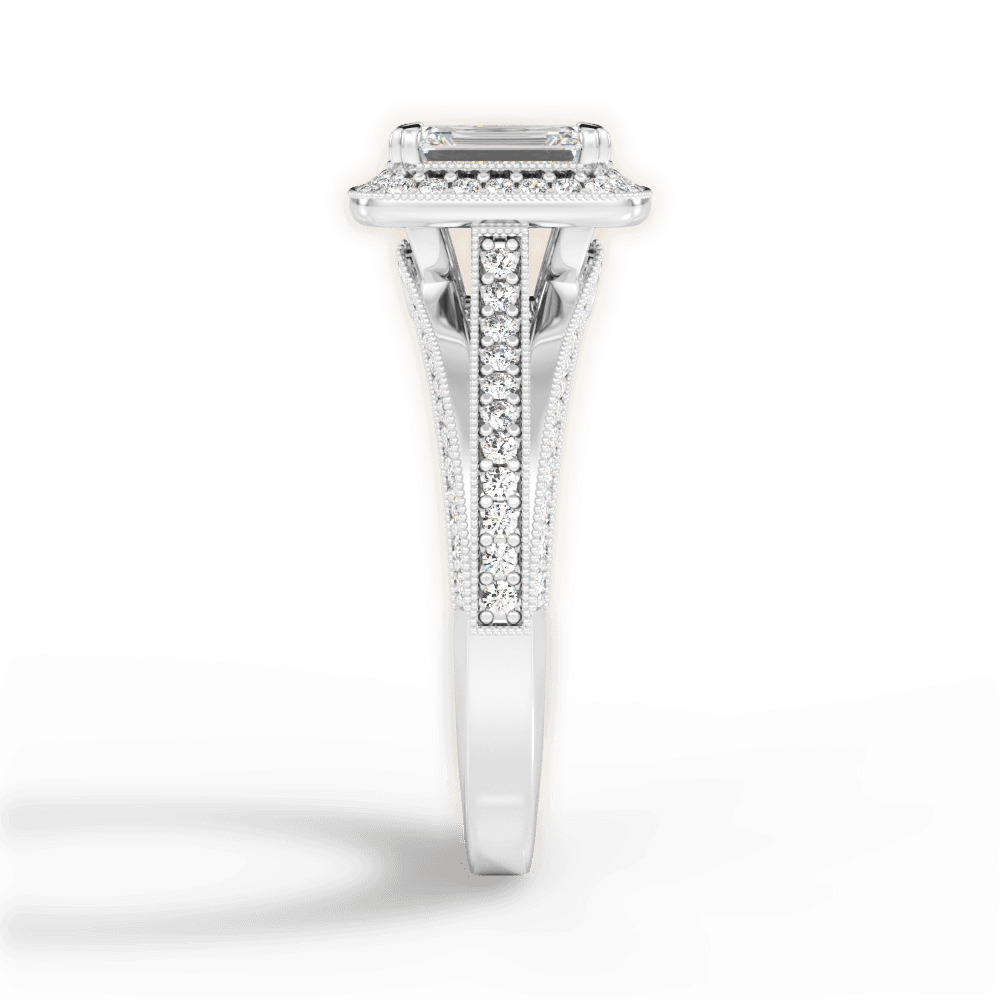 Lillian Emerald Cut Lab Grown Diamond 14Kt White Gold Engagement Ring - View 2