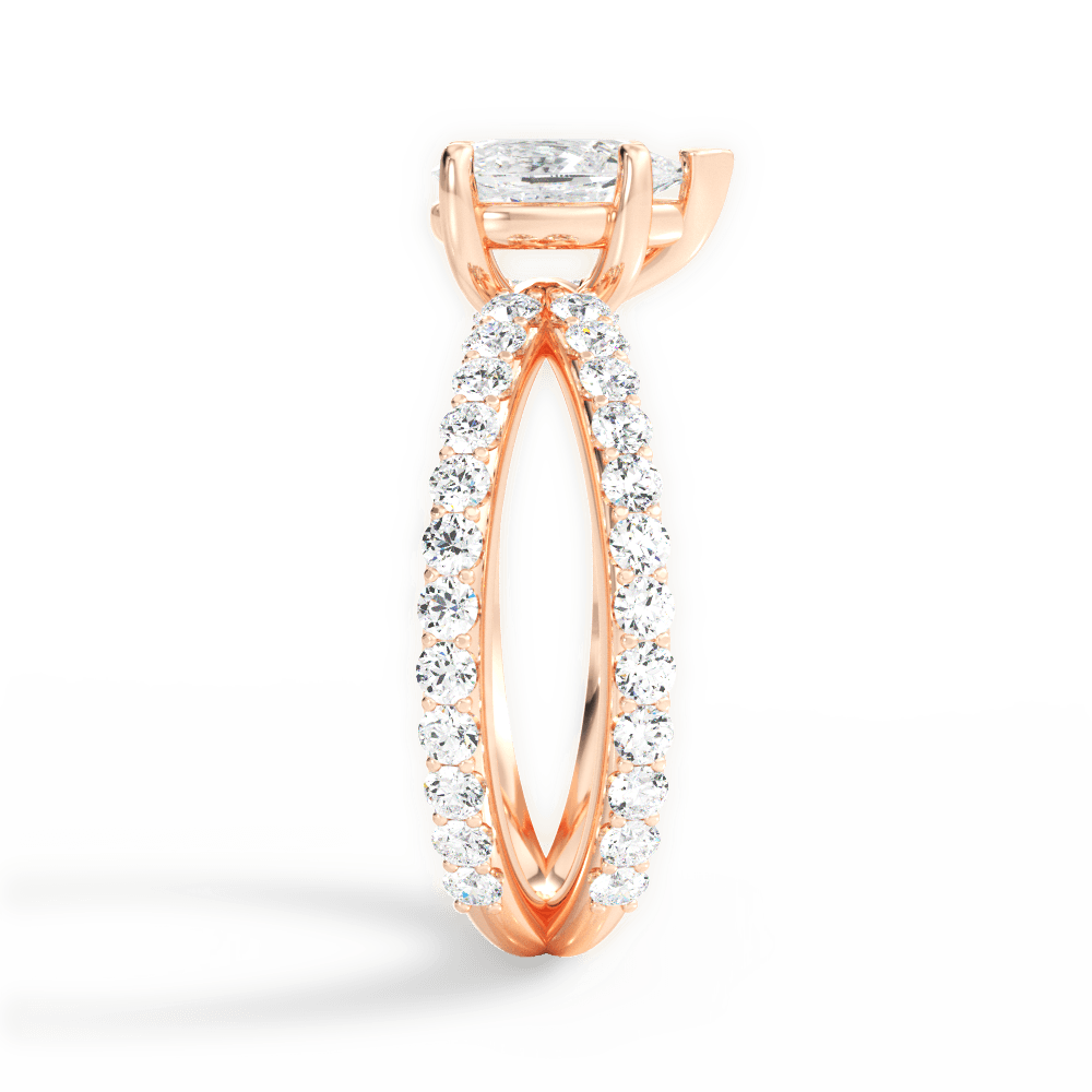 Lauren Pear Cut Lab Grown Diamond 18Kt Rose Gold Engagement Ring - View 2