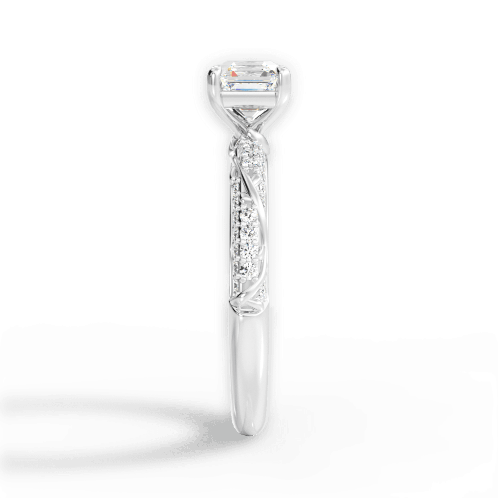 Gloria Asscher Cut Lab Grown Diamond 18Kt White Gold Engagement Ring - View 2