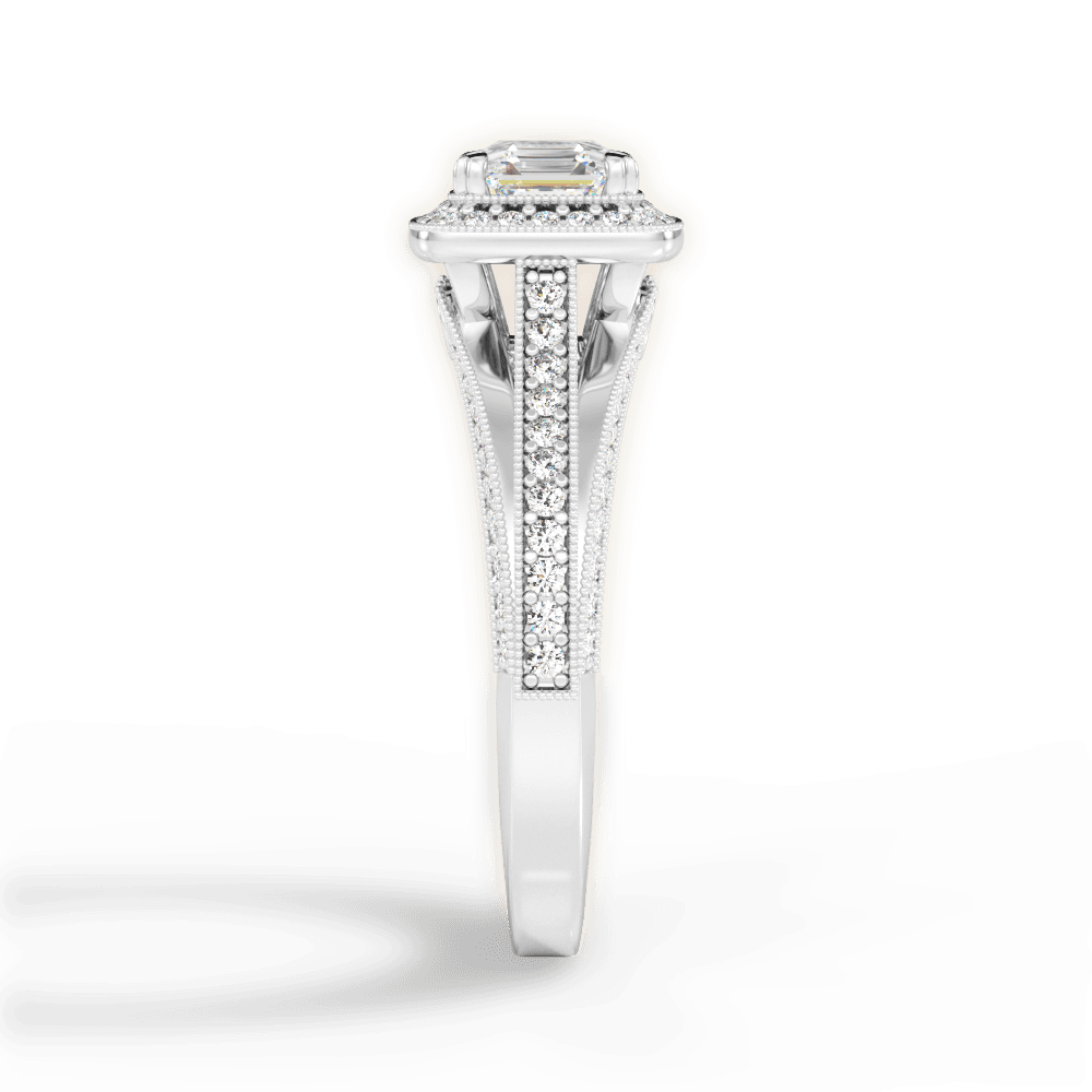 Lillian Asscher Cut Lab Grown Diamond 18Kt White Gold Engagement Ring - View 4