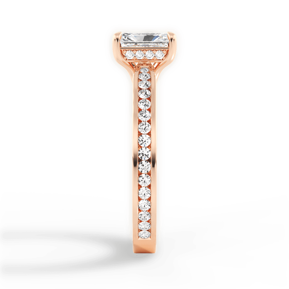 Katelyn Radiant Cut Lab Grown Diamond 18Kt Rose Gold Engagement Ring - View 4