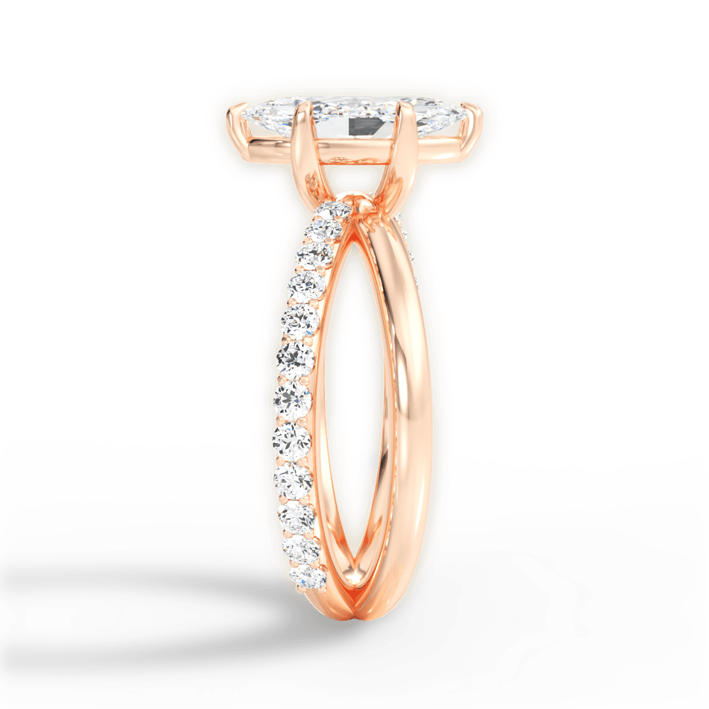Jennifer Marquise Cut Lab Grown Diamond 18Kt Rose Gold Engagement Ring - View 2
