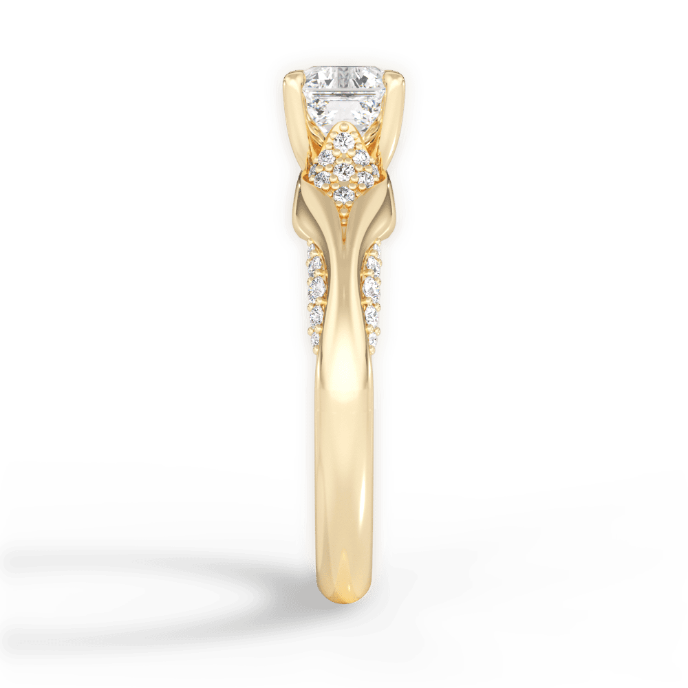 Isabel Asscher Cut Lab Grown Diamond 18Kt Yellow Gold Engagement Ring - View 3