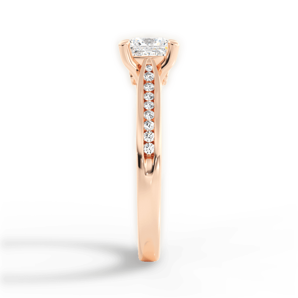 Elena Princess Cut Lab Grown Diamond 18Kt Rose Gold Engagement Ring - View 4